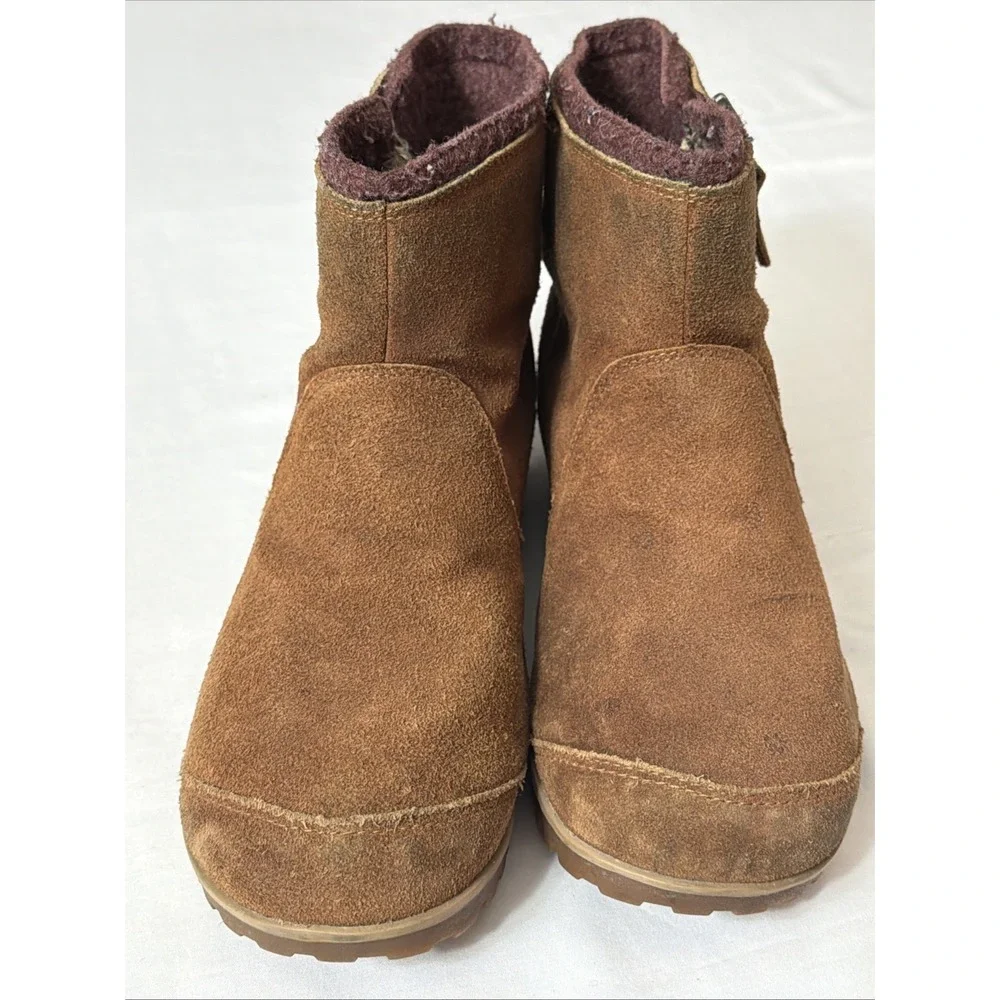 Sorel Meadow Women's 11 M Ankle Boots Brown Waterproof Suede NL2189-286 Side Zip